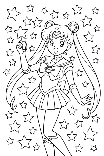 Magische Sailor Moon Ausmalbilder: Sterne färben!