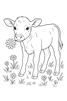 Kalb mit Gänseblümchen