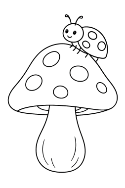 Mein erster Pilz: Eine realistische Malvorlage für kleine Künstler - Free Coloring Page
