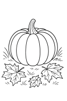 Kürbis mit Herbstblättern