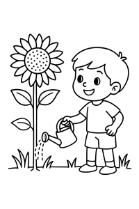 Meine erste Sonnenblume: Ein fröhliches Ausmalbild