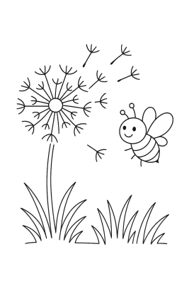 Pusteblume: Fliegende Samen ausmalen! - Coloring Page