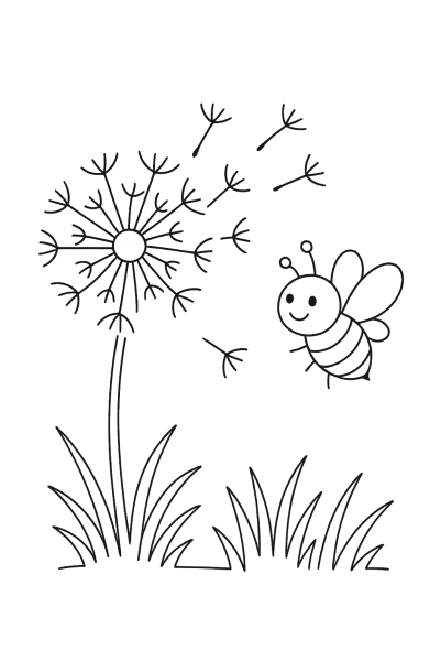 Pusteblume: Fliegende Samen ausmalen!