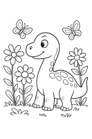 Dino im Blumengarten