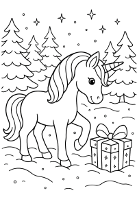 Einhorn-Weihnachtstraum: Magisches Ausmalbild