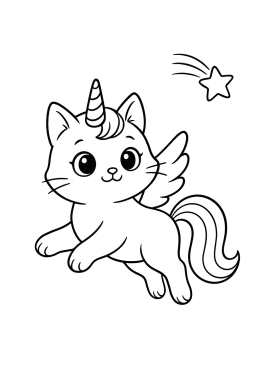 Glitzer-Einhornkatze: Mein magisches Ausmalabenteuer! - Free Coloring Page