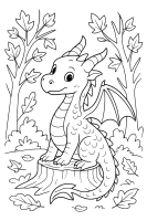 Drache auf Baumstamm