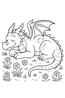 Dragon sleeping on Meadow