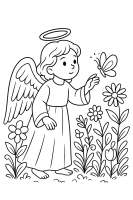 Engel mit Schmetterling Blumen