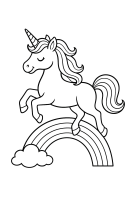 Einhorn springt über Wolke