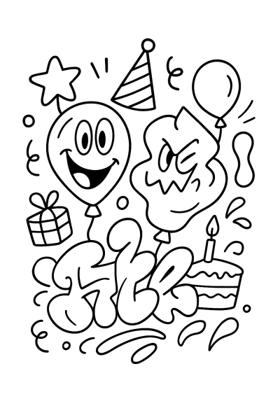 Cool Graffiti Shapes to Color!