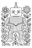 Roboter im Blumengarten