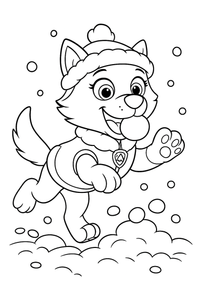 Everest Coloring Page: Paw Patrol Snow Fun!