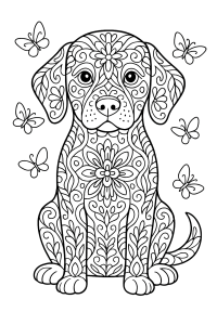 Komplexes Hunde Mandala: Entspannung für Fortgeschrittene