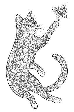 Mandala Katze: Majestätische Muster zum Ausmalen