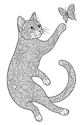 Mandala Katze: Majestätische Muster zum Ausmalen