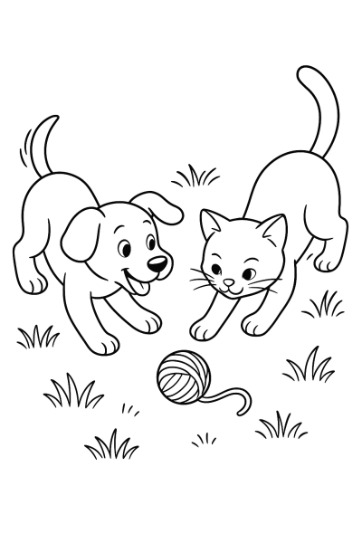 My Sweet Dog and Cuddly Cat Coloring Fun