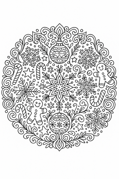 Festive Christmas Mandala: Relaxation for Adults