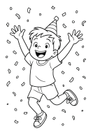 Kind springt Konfetti