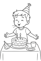 Kind bläst Kerzen aus