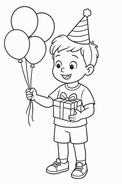 Happy Birthday: Realistische Ausmalbilder für kleine Feierer