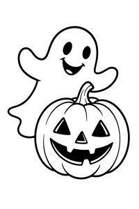 Mein erstes Halloween Ausmalbild: Kürbis & Geist