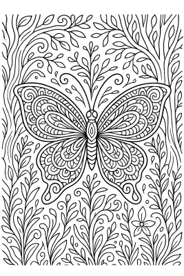 Komplexes Schmetterlings-Mandala: Farbenpracht zum Ausdrucken - Coloring Page