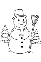 Schneemann mit Besen