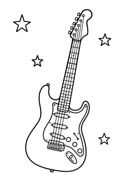 Meine erste E-Gitarre: Ausmalspaß für kleine Rockstars! - Free Coloring Page