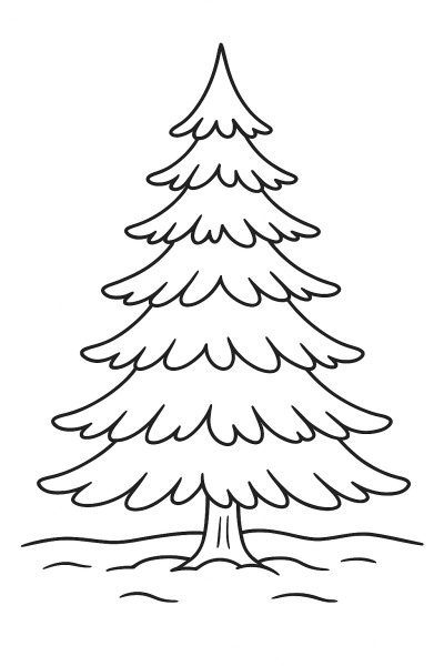 Winterwald: Tannenbaum im Schnee ausmalen