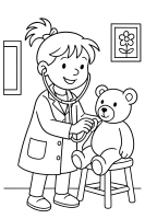 Ärztin untersucht Teddy