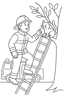 Feuerwehrmann im Einsatz: Ausmalbild für kleine Helden - Coloring Page