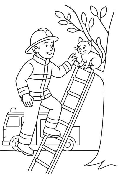 Firefighter in Action: Coloring for Little Heroes