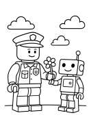 Polizist mit Roboter