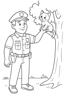 Polizist und Polizeiauto