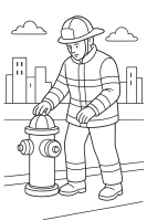 Feuerwehrmann am Hydranten