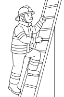 Feuerwehrmann auf Leiter