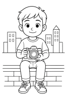 Kind Stadtmauer Kamera