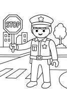 Polizist im Polizeiauto