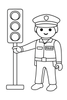 Polizist mit Funkgerät