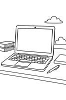 Laptop am Schreibtisch