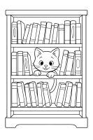 Kätzchen im Bücherregal