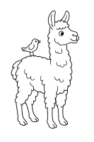 Lama mit Vogel