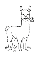 Lama mit Hut und Rucksack