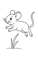 Maus springt Gras