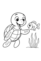 Schildkröte mit Fisch