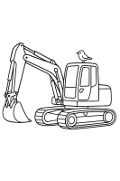 Excavator with Bird
