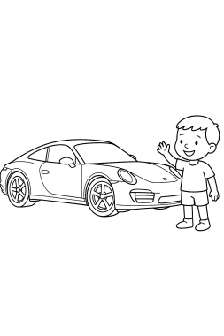 Mein erster Porsche: Ausmalspaß für kleine Rennfahrer! - Free Coloring Page