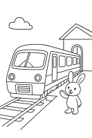 Zug am Bahnhof mit Hase