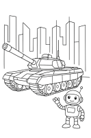 Panzer mit kleinem Vogel